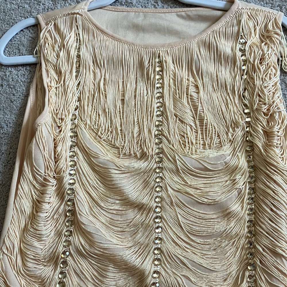 Gatsby Flapper Dress Small Cream Off White fringe - Picture 2 of 6
